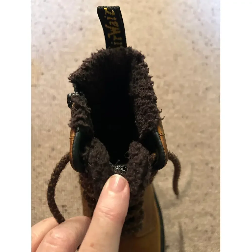 Dr. Marten's Serena Faux Shearling Lined Leather Boots Zip Girls 13 Brown